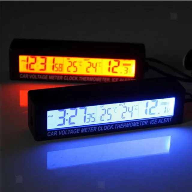 Horloge Voiture, Thermomètre Voiture 2 en 1 LED numérique d