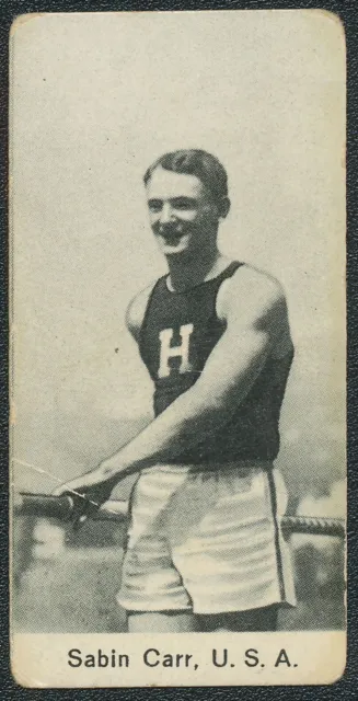 1932 Sabin Carr Usa Pole Vault Gold Medal Swedish Gota Olympic Card #22