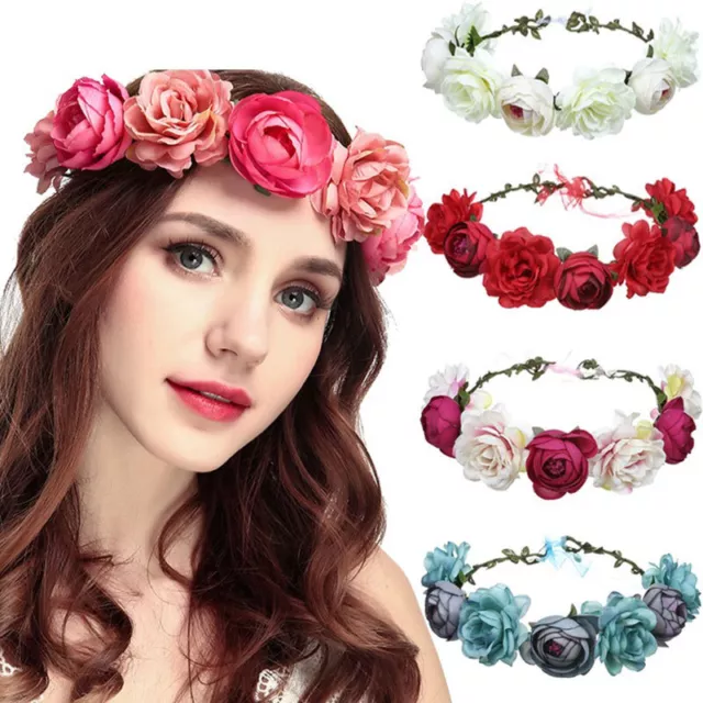 Boho Damen Haarband Blumen Kranz Blüten Geflochten Stirnband Party Hochzeit ♢