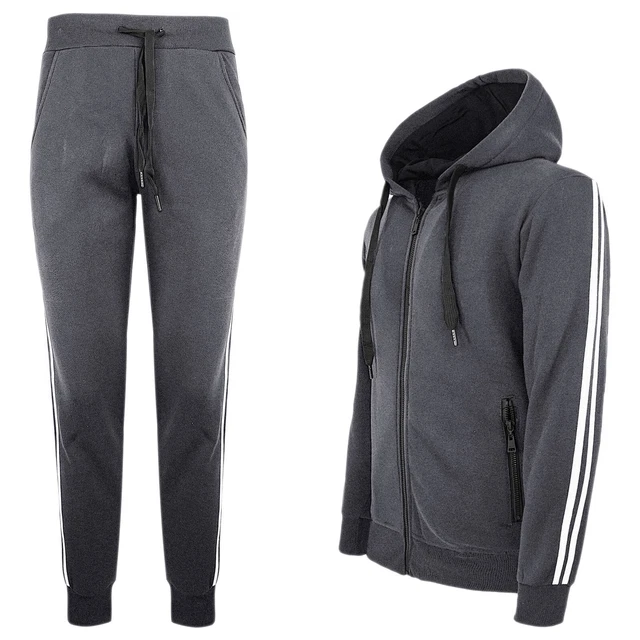 Tuta Uomo Invernale Completo Caldo Cotone Sportivo Bande Felpa + Pantalone VEQUE 5