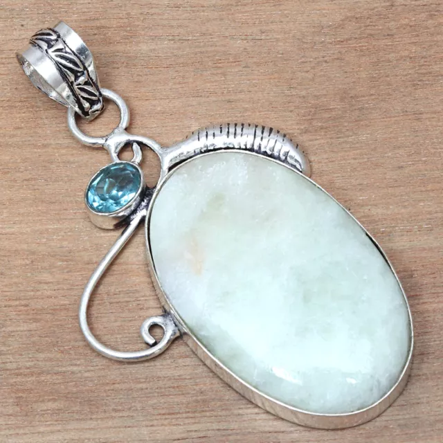 925 Silver Amazonite Swiss Blue Gemstone Anniversary Jewelry Pendants 2.5"