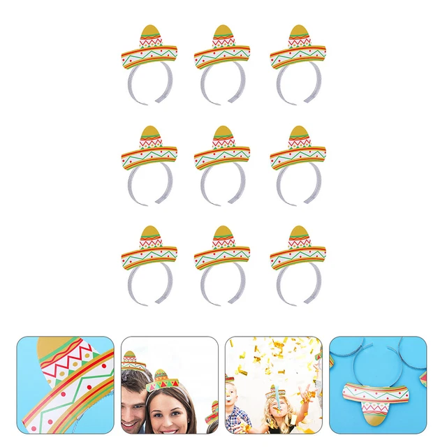 9 Pcs Copricapo Festa Fascia Messicana Decorazioni Messicane Mini