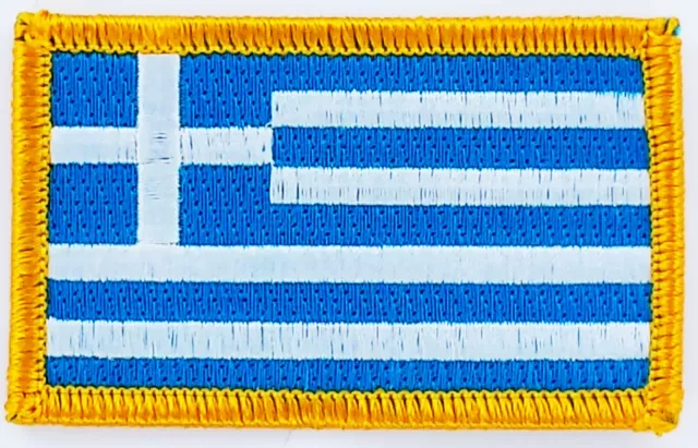 Patch Ecusson Brode Drapeau Grece Insigne Thermocollant Neuf Flag Patche