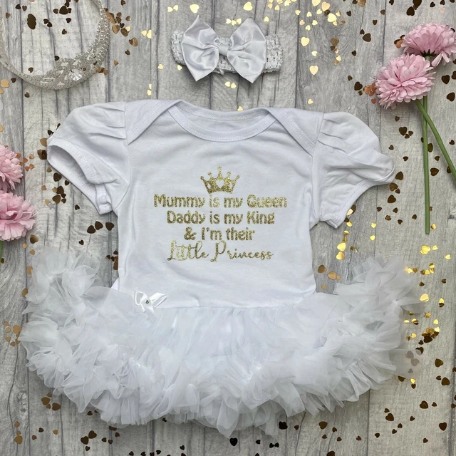 NEWBORN PRINCESS TUTU ROMPER, Baby Girl's Gift, Mummy Queen, Daddy King Quote