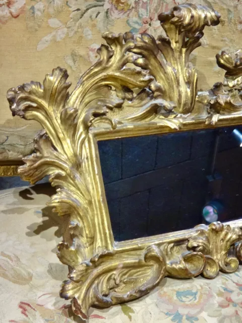 Miroir Cadre de tableau Italien en bois doré de style Rocaille époque XIXe 3