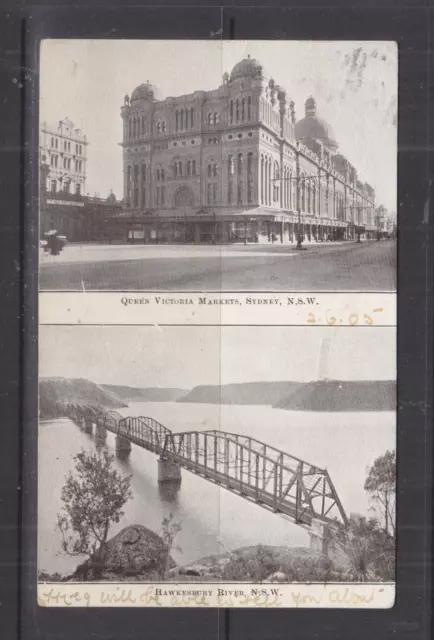 NEW SOUTH WALES, SYDNEY, QUEEN VICTORIA MARKETS & HAWKEBURY RIVER, 1905 ppc.