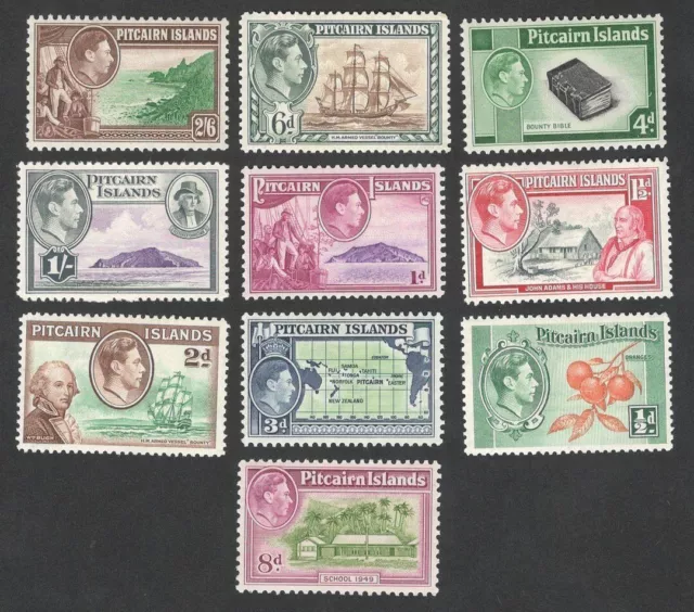 (AOP) Pitcairn Islands KGVI 1940-51 set of 10 MH. SG 1-8 £75