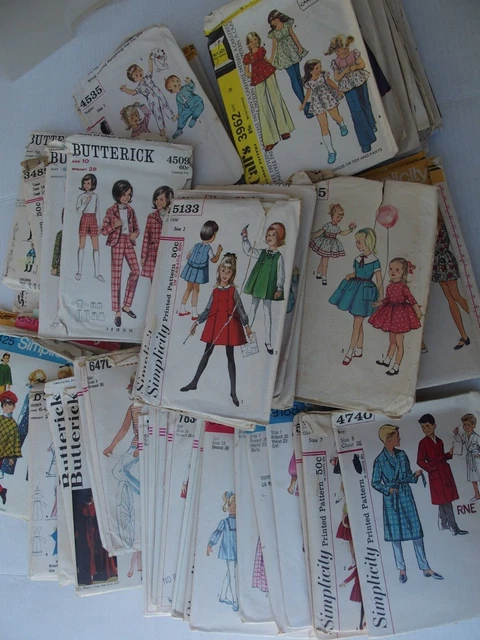 Huge Lot 71 Sewing Patterns 50's 60's 70's Dress Skirt Child Girl Boy Vintage