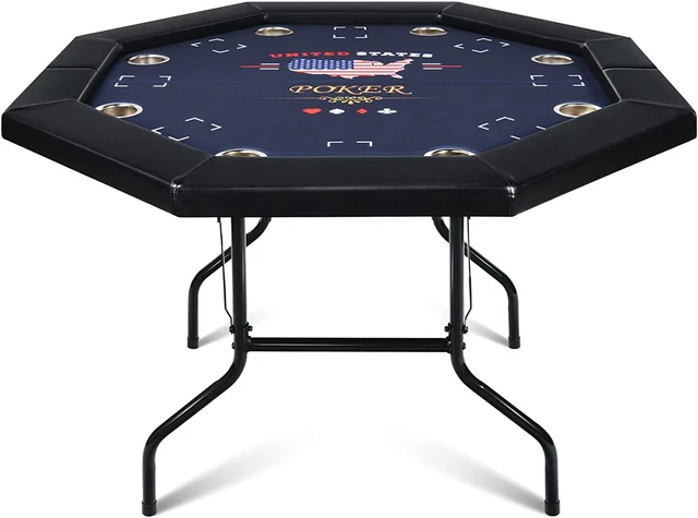 Poker Table Foldable, 8 Player Octagonal Folding Portable Texas Holdem Table wit