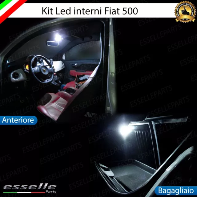 Kit Full Led Interni Fiat 500 Plafoniera Anteriore + Bagagliaio 6000K Bianco