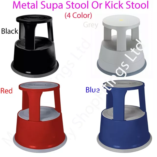 Brand New Heavy Duty Metal SUPASTEP Kick Step Stool in RED, Black, Blue And Grey