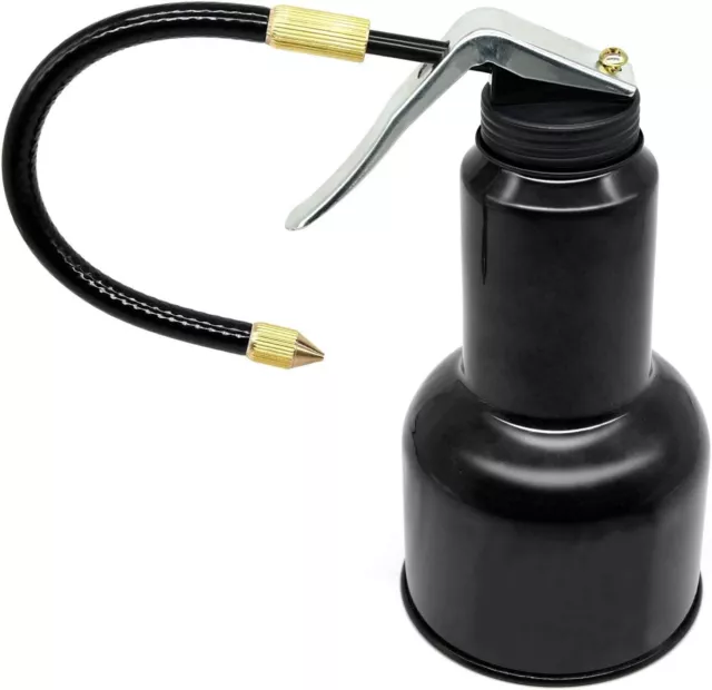 SHININGEYES Hand Pump Oil Can Tool, Pistol Oiler Can with Spout Flexible