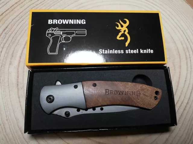 Coltello da caccia Browning in acciaio 351 Manico In Legno