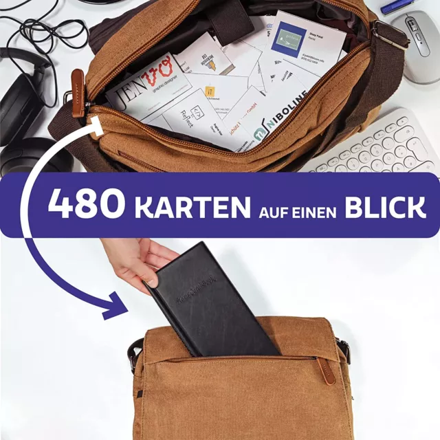 Visitenkartenmappe für 480 Visitenkarten Aufbewahrung Etui Tasche Buch Organizer 2