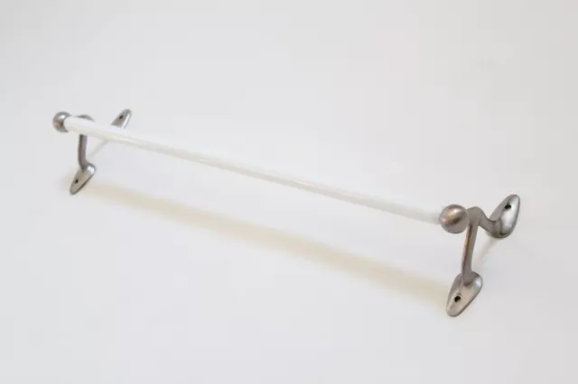 antique towel bar rod rack holder | milk glass deco victorian bath vtg nickel