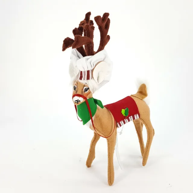 Annalee 11" Chef Reindeer Figure Holiday Fabric Saddle Scarf Baker Cook Hat NEW