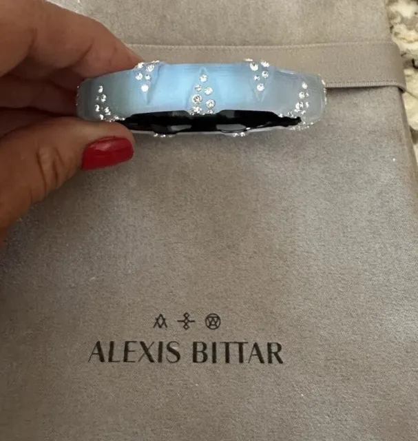 100% Authentic Alexis Bittar Punk Deco Opal Lucite & Crystal Hinge Bracelet