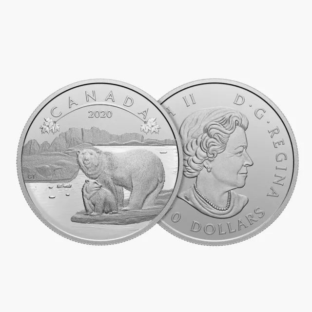 Limited Edition O Canada Polar Bear Coin 1/2 oz Silver Canada 2020 $10 Dollars 2