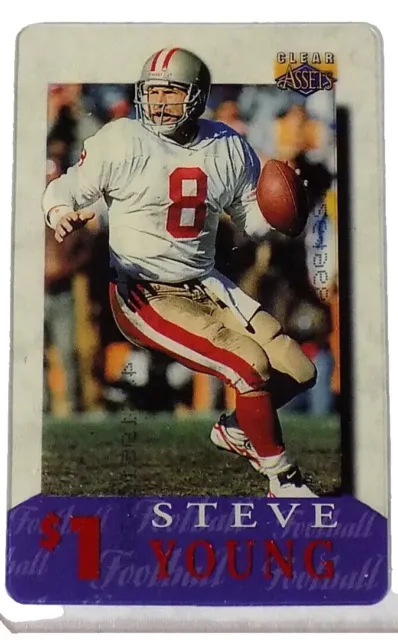 1996 STEVE YOUNG 49ers Football Card Clear Assets #27 $1 Phone Card