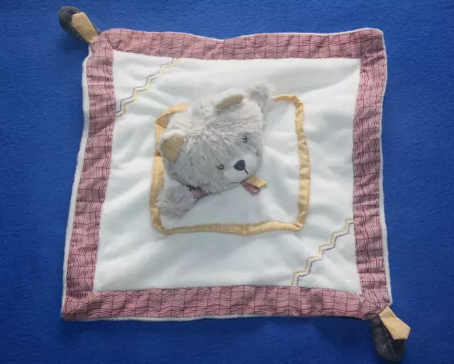 Sauthon Doudou Ours Plat Timouki Blanc Marron Chine Prune Moutarde Etat Neuf