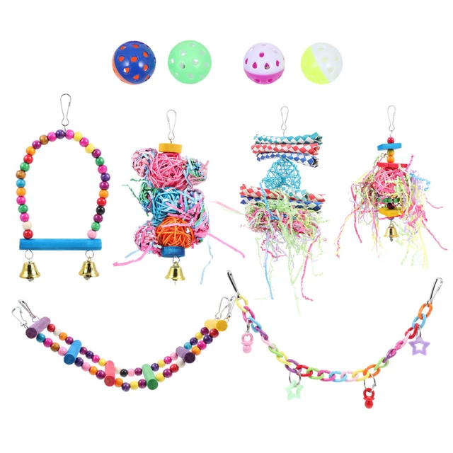1 Set bird chewing toys Schaukel Vogel Übung Iq Spielzeug Papagei Käfig Barsch