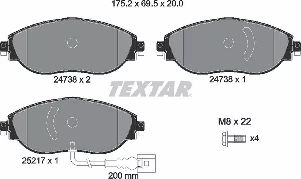 TEXTAR Front Brake Pad Set for Volkswagen VW CC (358), 11/11 - 12/16