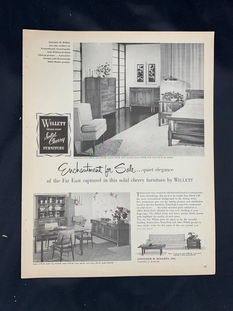 Magazine Ad* - 1956 - Willett Furniture - Enchantment - Mid Century Modern