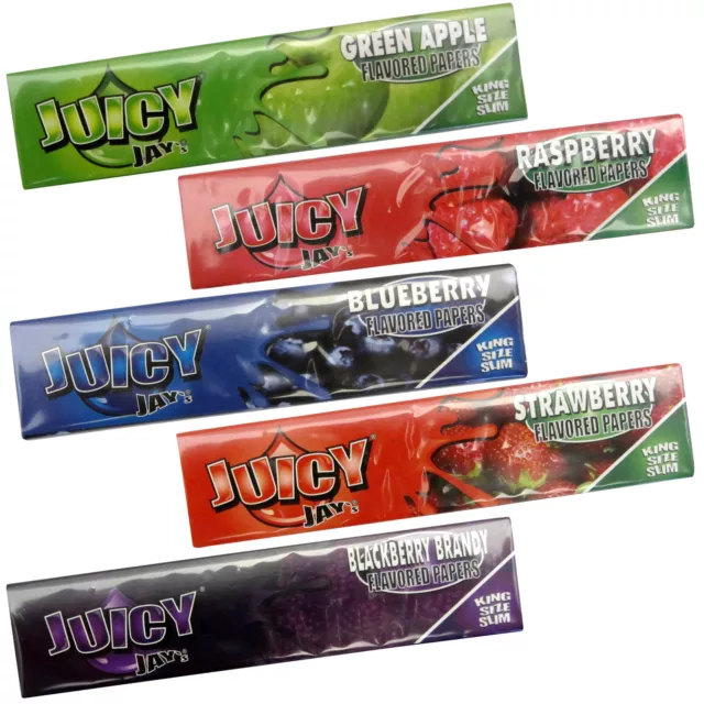 10 x Juicy Jay's Blättchen King Size Long Papers mit Aroma Geschmack