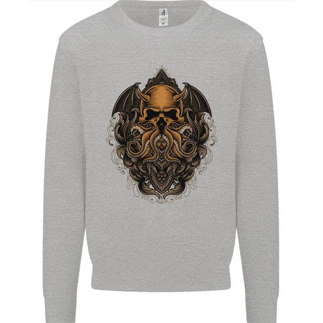 Felpa da uomo Cthulhu Octopus Kraken Devil Skull Demon 2