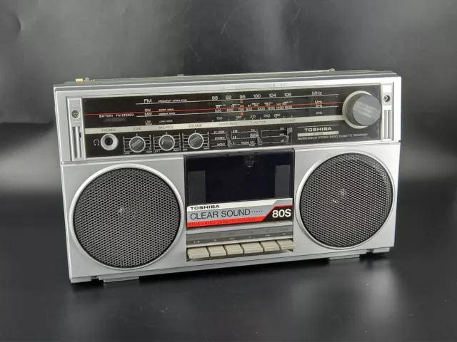 Vintage Toshiba RT-80S Boombox Registratore Cassette Lettore Nastro AM/FM Radio