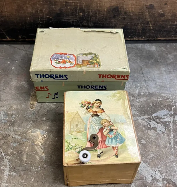 Antique Victorian Edwardian Hand Crank Music Box Toy Thorens German Swiss Childs