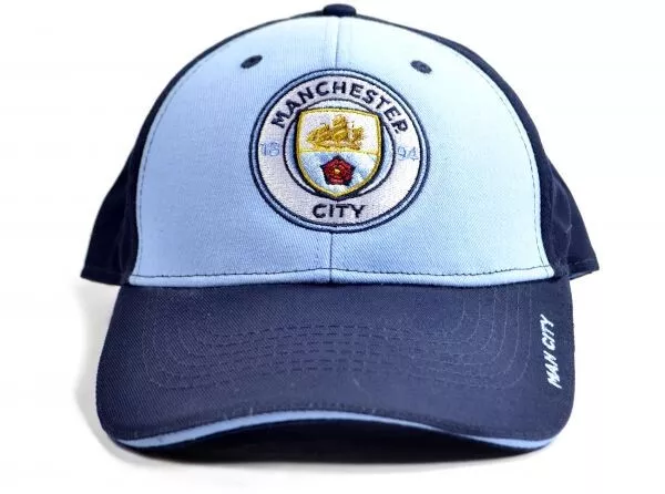 Manchester City Druckknopflasche Kappe himmelblau marineblau offizielles Lizenzprodukt 2