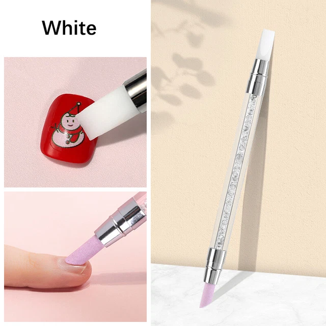 1 pieza Herramientas para uñas de silicona de doble extremo silicona pedrería esmalte de uñas lápiz de talla -xp