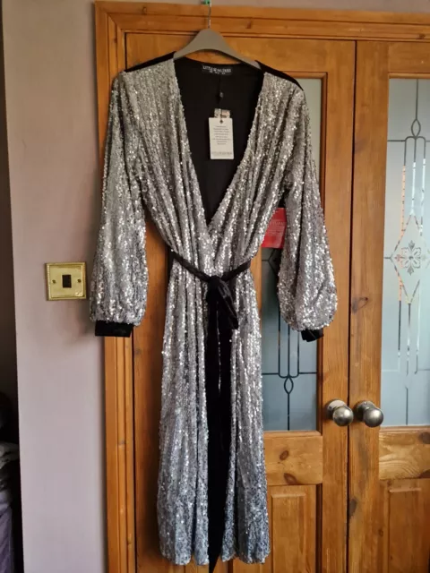 BNWT Little Mistress Sequin Wrap Midi Dress Size 20