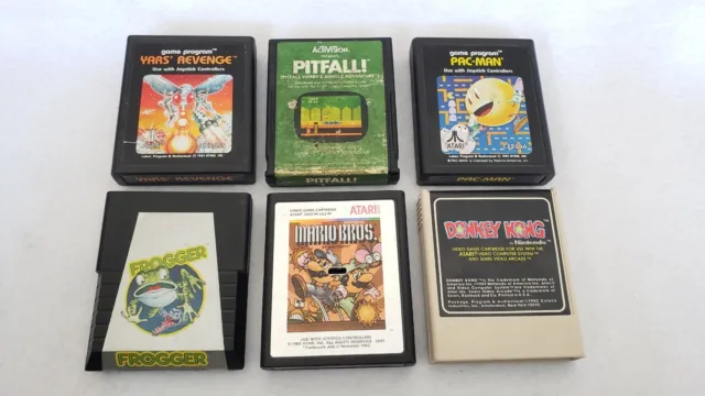 Lot of 6 Atari 2600 Games: Mario Bros, Donkey Kong, Pitfall!, Yars, Frogger, etc