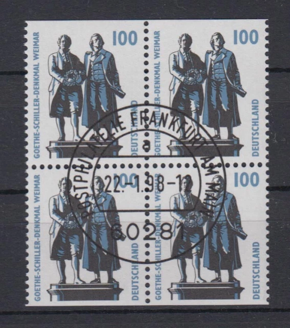 Bund 1934 C/D oben+unten geschnitten 4er Block SWK 100 Pf gestempelt