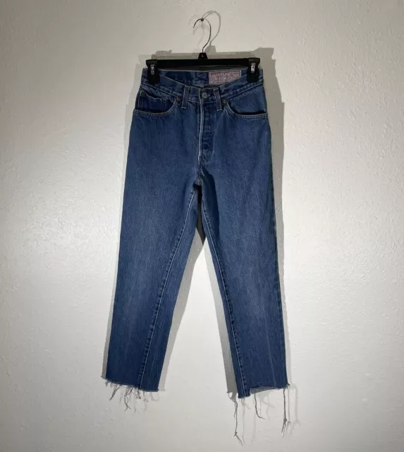 Vintage 70s Levis 501 XX Jeans Made in USA Dark Wash Denim Pants Womens 24x26