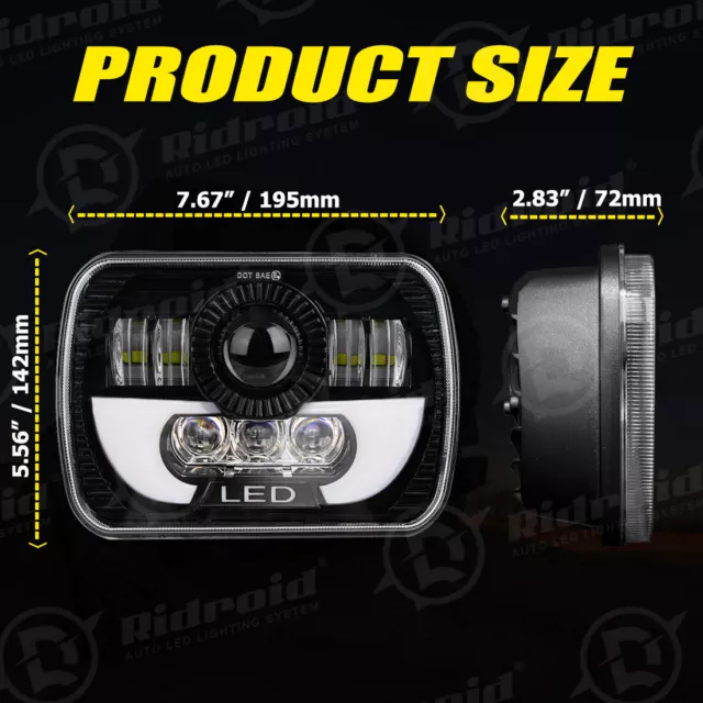 Pair 5x7/7x6'' LED Headlight Hi-Lo Beam DRL Headlamp for Toyota Hilux MR2 85-95 2