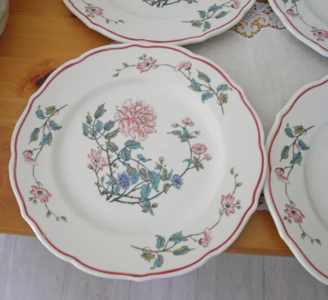 Vintage Syracuse China Restaurant SUMMERDALE Pink Flowers 10 1/2" Plates ~Setof4 2