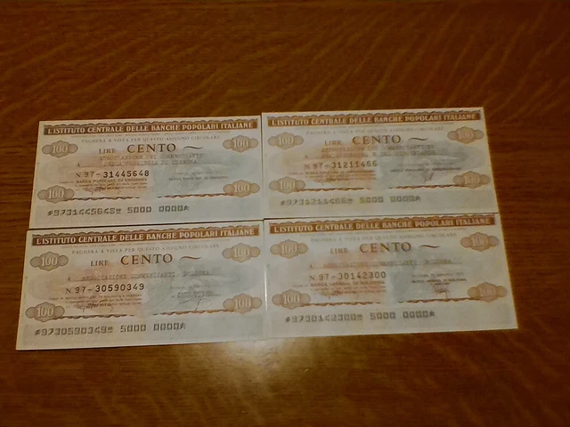 Miniassegni Ist. Cen. Banche Popolari Italiane - Lotto Ml1562 (N. 4 Emissioni)