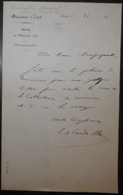 185? -  AUTOGRAPHE Etienne de CARDAILLAC - demande de billets à Champigneulle