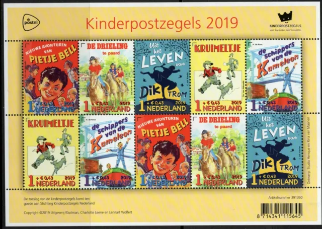 NETHERLANDS 2019 Childrens Welfare - Miniature Sheet 10 stamps MNH