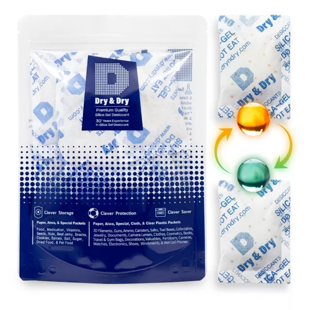 20 gram X 10 PK "Dry & Dry" Food Grade Orange Indicating Silica Gel Packets