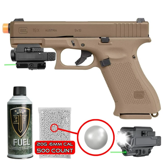 UMAREX GLOCK 19X Airsoft Pistol w/ Pistol Laser, Green Gas & 500 BBs