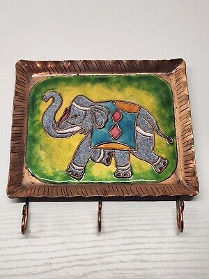 Elephant Key Hooks Holder Wall Hanging with 3-Hook Solid Brass