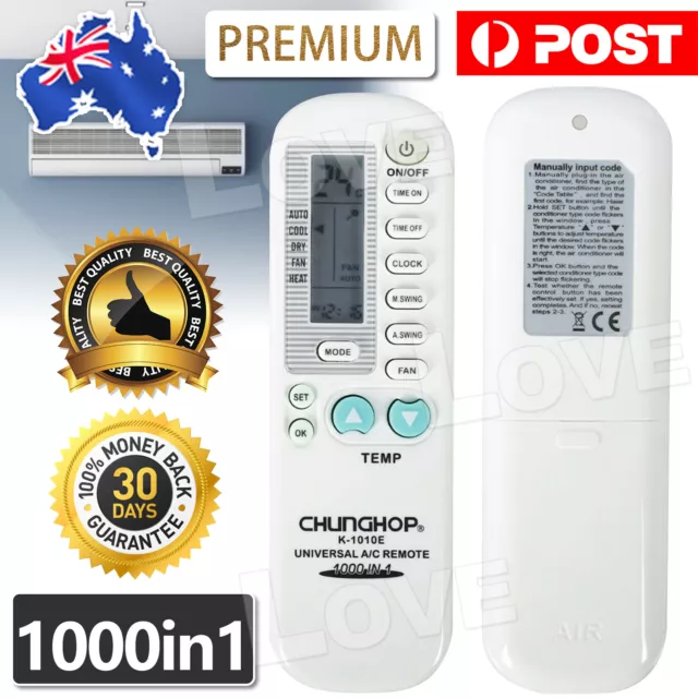 Universal Aircon Remote Replacement AC Air Conditioner Control 1 in 1000 Brands