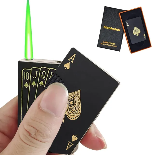 Jet Torch Lighter Refill Butane Playing Card Windproof Cigar Lighters Men Gift