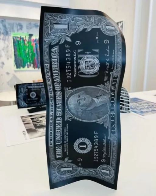 Sculpture one dollar Karl Lagasse noire mat, édition limitée 25 exemplaires