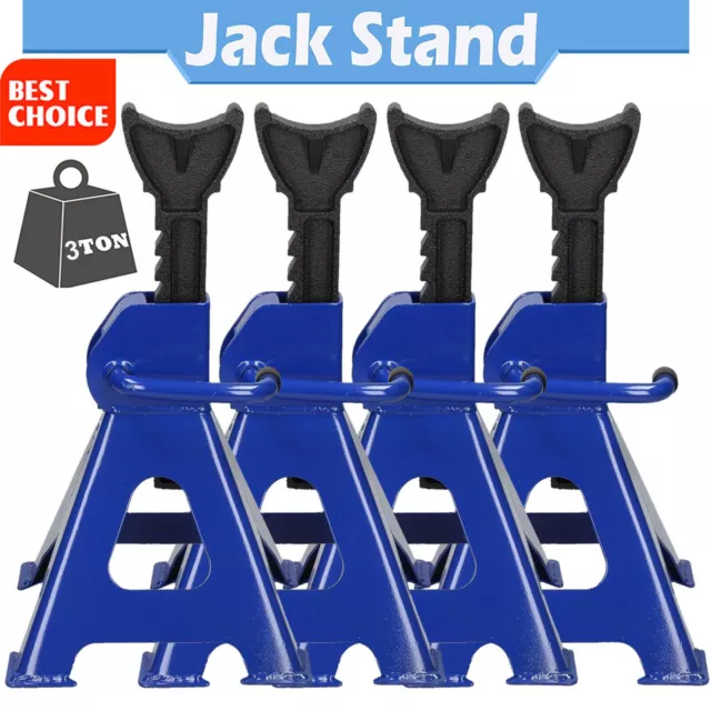 4Pcs 3T Ton Tonne Car Van Caravan Vehicle Ratchet Jack Axel Stand Heavy Duty