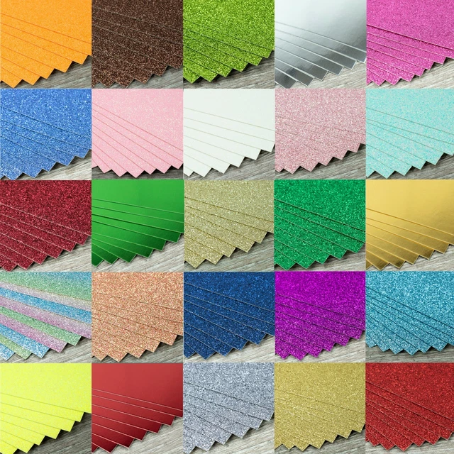 High Quality A4 Glitter / Mirror Cards Sheet Paper Art Craft - BEAUTIFUL COLOURS